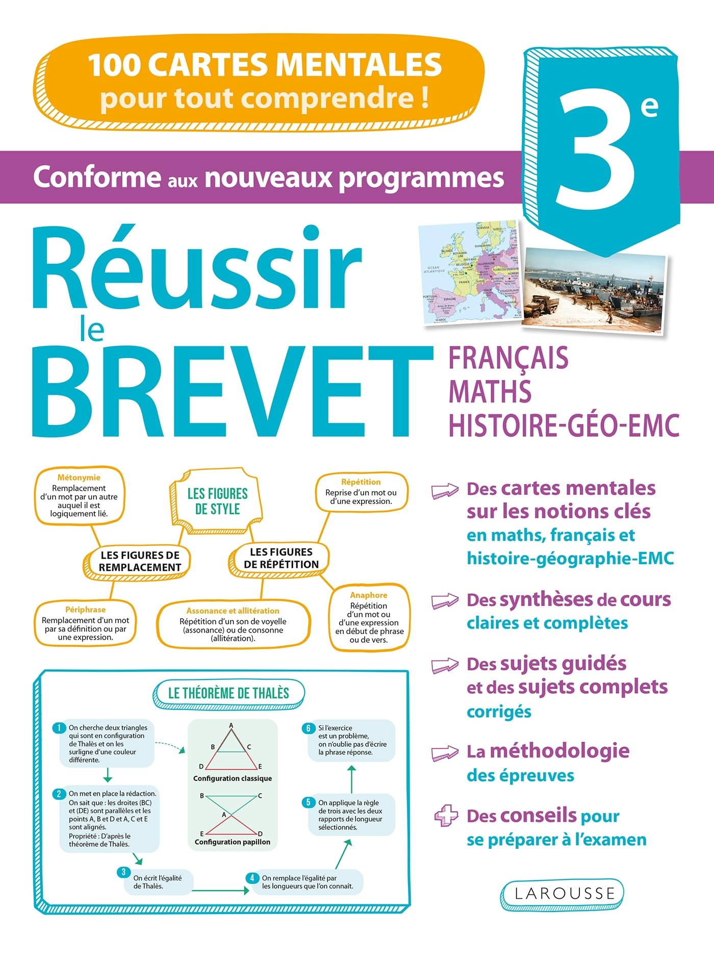 Réussir le brevet 3e, français, maths, histoire, géo, EMC : 100 cartes mentales pour tout comprendre