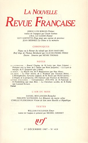 Nouvelle revue française, n° 419