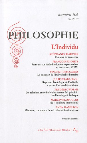Philosophie, n° 106. L'individu
