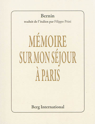 Mémoire sur mon séjour à Paris