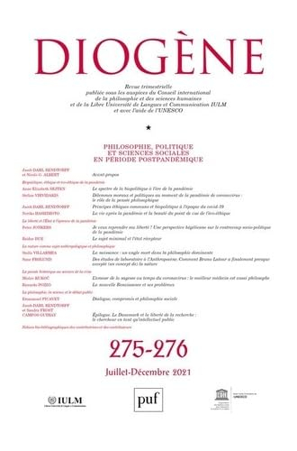 Diogène, n° 275-276. Philosophie, politique et sciences sociales en période postpandémique