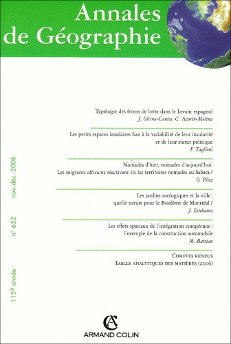 Annales de géographie, n° 652