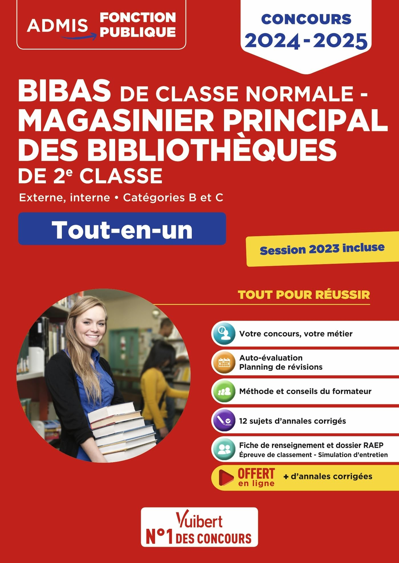 Bibas de classe normale, magasinier principal des bibliothèques de 2e classe : externe, interne, cat