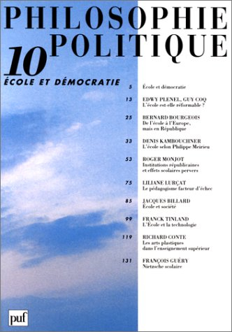 Philosophie politique, n° 10. Ecole et démocratie