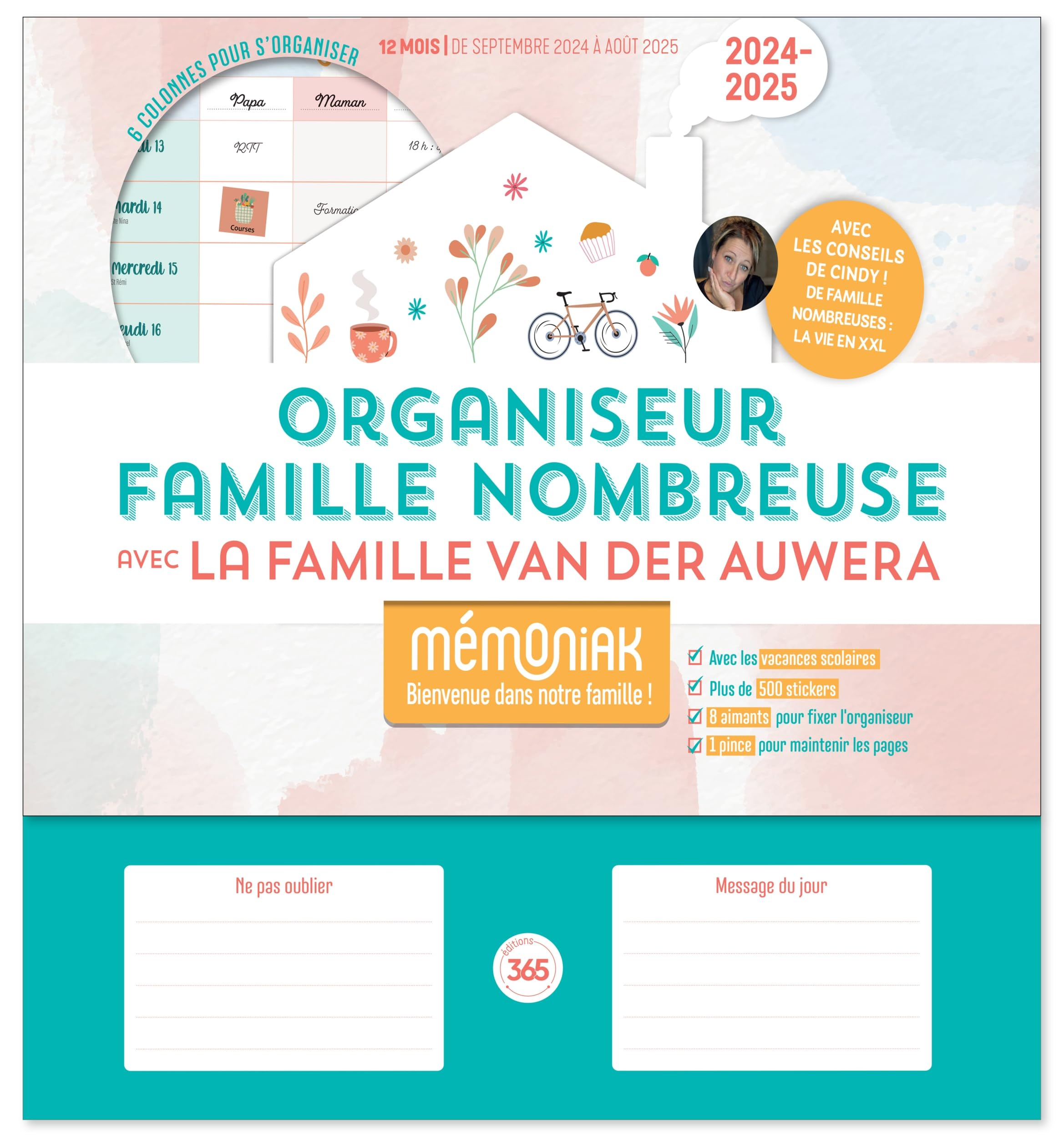 Organiseur famille nombreuse avec la famille Van der Auwera 2024-2025 : 12 mois, de septembre 2024 à