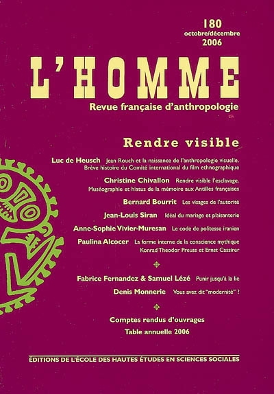 Homme (L'), n° 180. Rendre visible