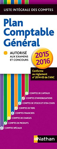 Plan comptable général 2015-2016 : liste intégrale des comptes : autorisé aux examens et concours