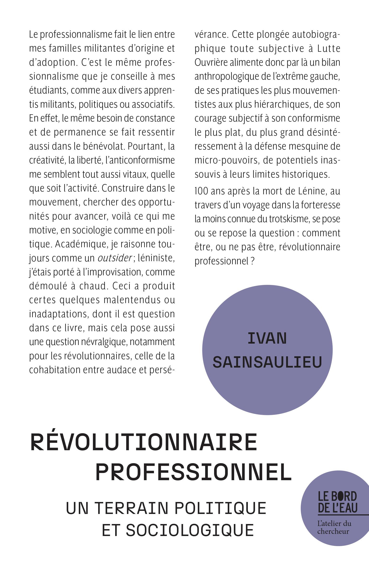 Révolutionnaire professionnel : un terrain politique et sociologique