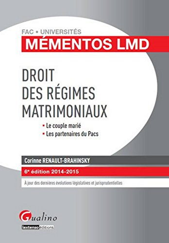 Droit des régimes matrimoniaux : le couple marié, les partenaires du Pacs