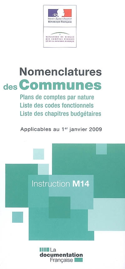 Nomenclature des communes : plans de comptes par nature, liste des codes fonctionnels, liste des cha