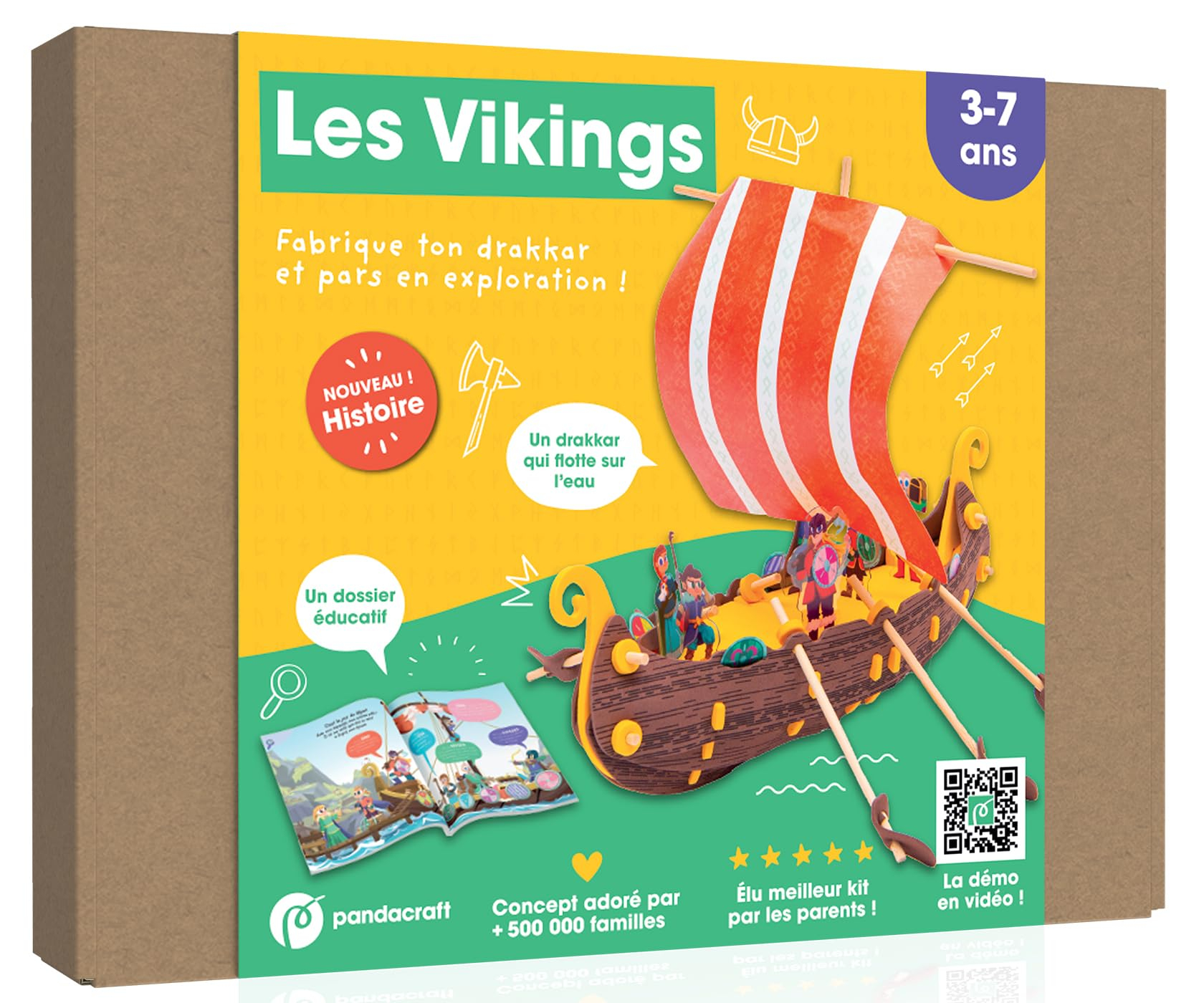 Les Vikings : kit ludo-éducatif 3-7 ans : Fabrique ton drakkar et pars en exploration !