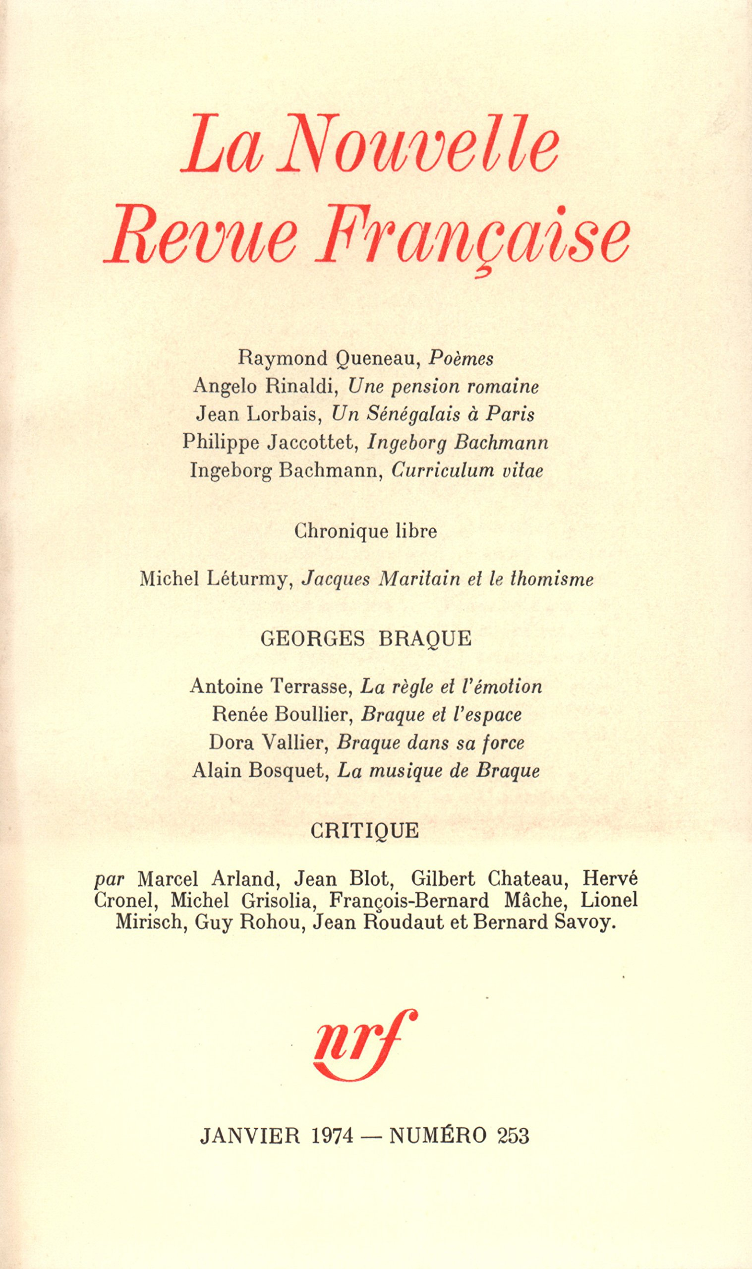 Nouvelle revue française, n° 253